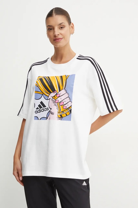 adidas tricou din bumbac imprimeu alb IW2744