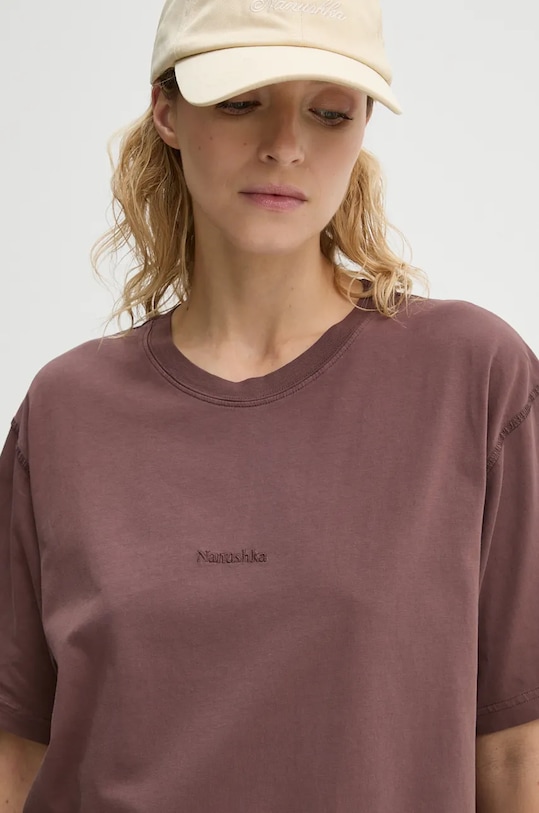 Pamučna majica Nanushka REECE smeđa NU24PFSH03578