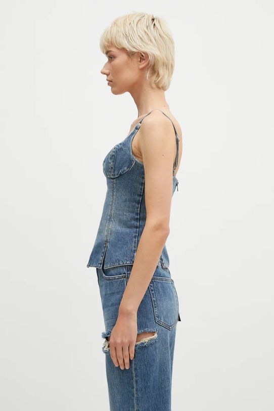 KSUBI bluză subțire din denim Athena Bustier Aged WFA24FT001 albastru AW24