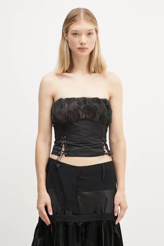 Топ Andersson Bell Isla Shirred Crop Bustier гладкий чорний atb1190w