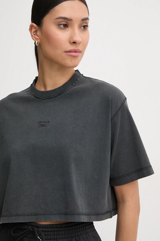 Βαμβακερό μπλουζάκι Reebok Classic μαύρο 100205890