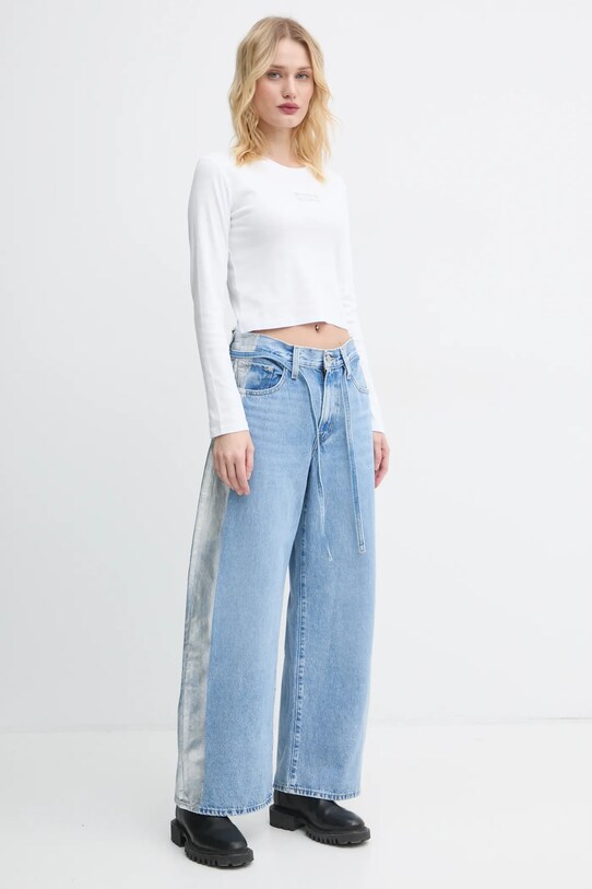 Bavlnené tričko s dlhým rukávom Levi's A8796 biela AW24