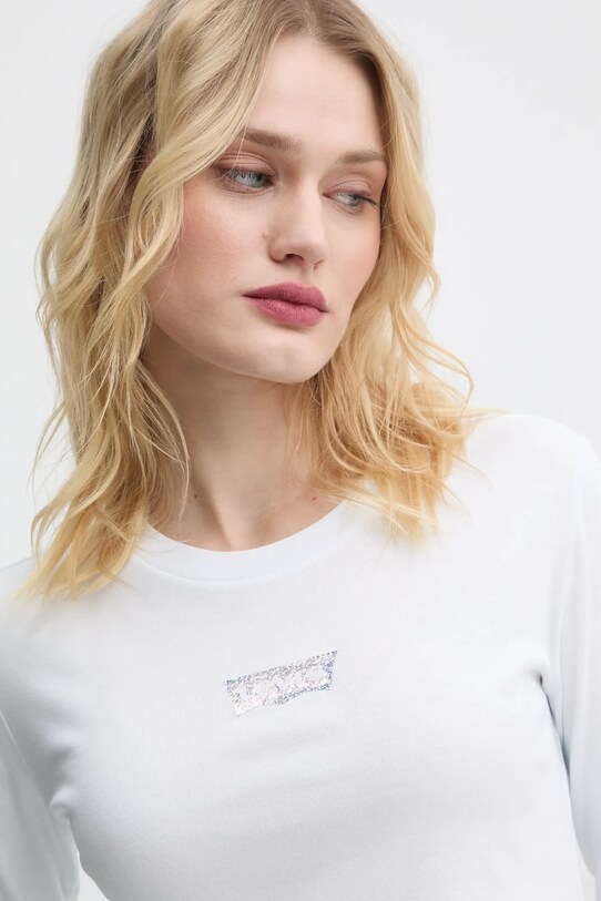 Bavlnené tričko s dlhým rukávom Levi's biela A8796