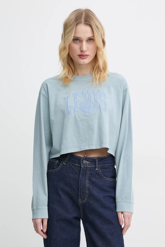 Levi's longsleeve din bumbac imprimeu albastru A9418