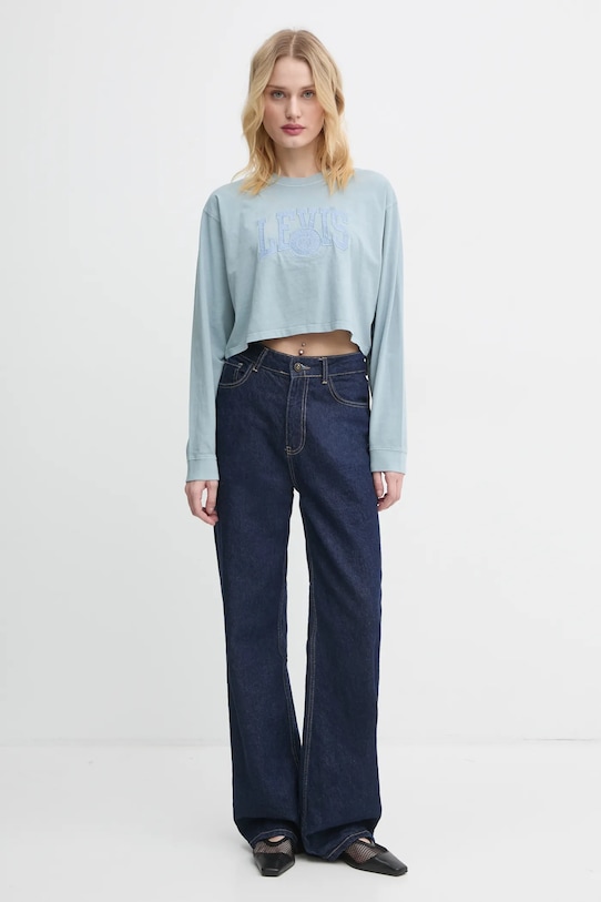 Bavlnené tričko s dlhým rukávom Levi's A9418 modrá AW24
