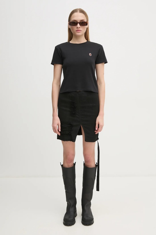 Βαμβακερό μπλουζάκι A Bathing Ape ONE POINT MINI TEE 1K80209003 μαύρο