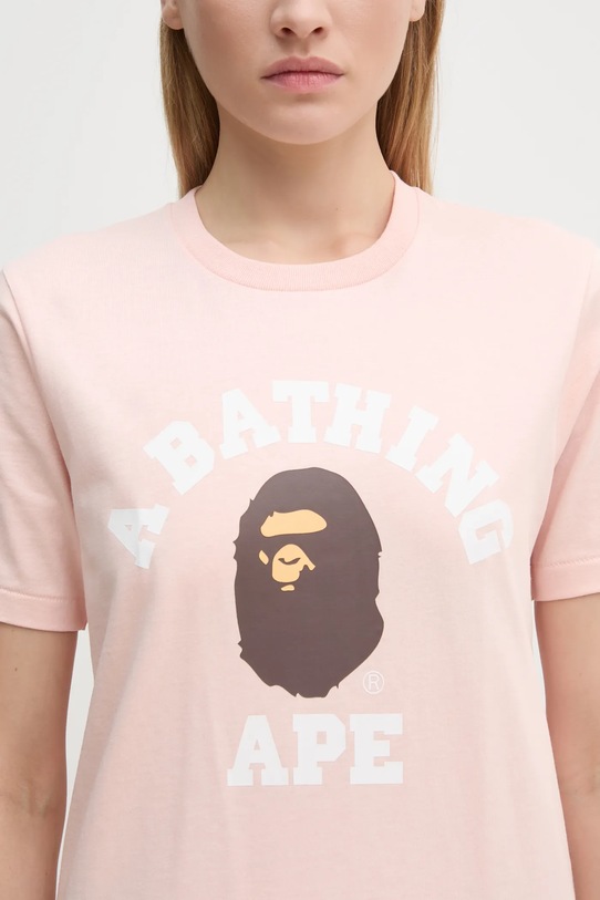 Памучна тениска A Bathing Ape COLLEGE TEE оранжев 1K80210001