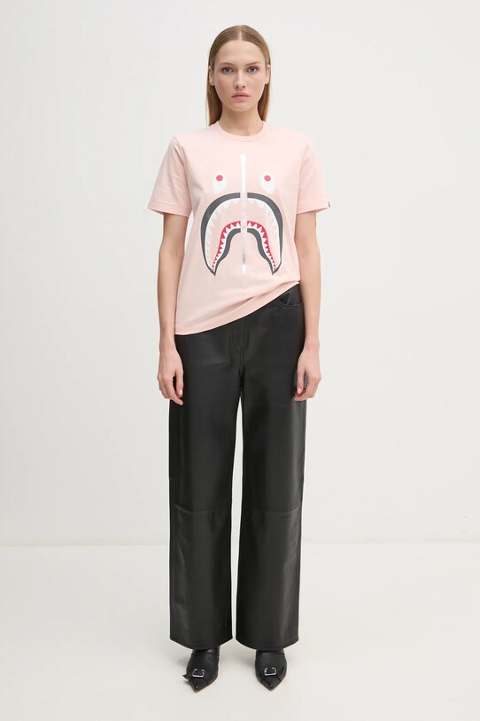 Памучна тениска A Bathing Ape SHARK TEE оранжев 1K80210003