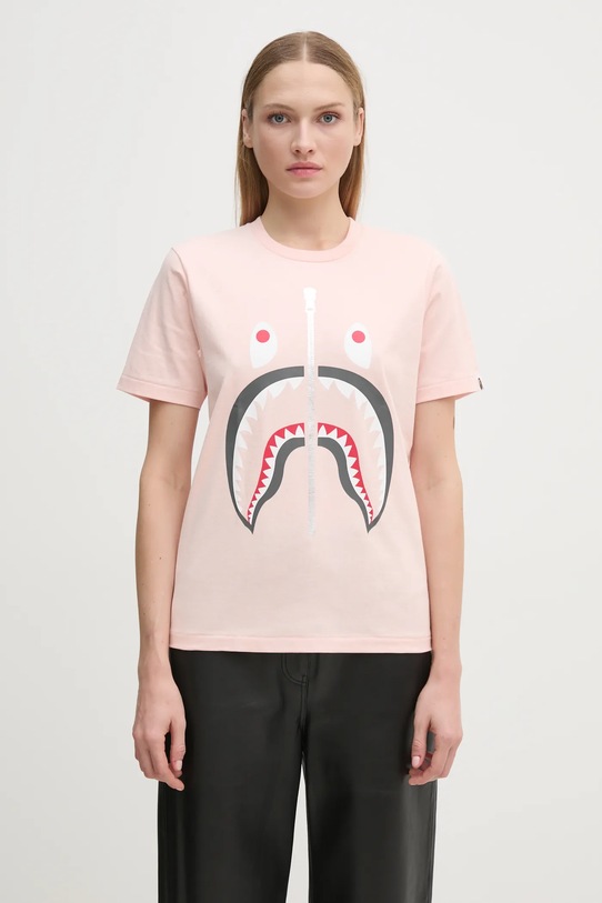 A Bathing Ape tricou din bumbac SHARK TEE print roz 1K80210003