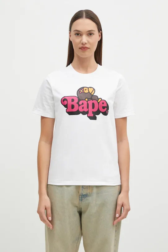 A Bathing Ape t-shirt bawełniany BABY LISA ON BAPE TEE nadruk biały 2K80210115