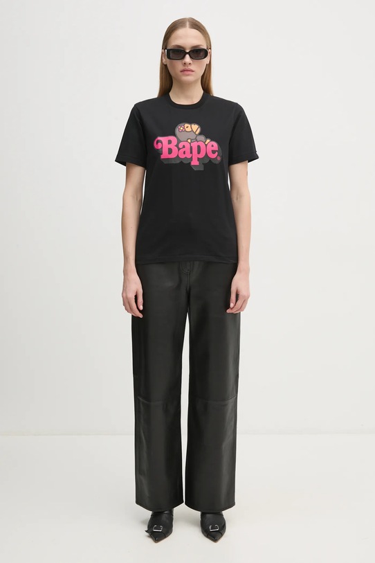 A Bathing Ape cotton t-shirt BABY LISA ON BAPE TEE black 2K80210115