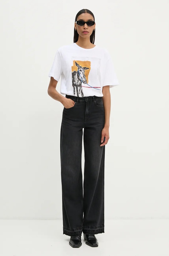 MUNTHE tricou din bumbac MIDI 1104.24160 alb AW24