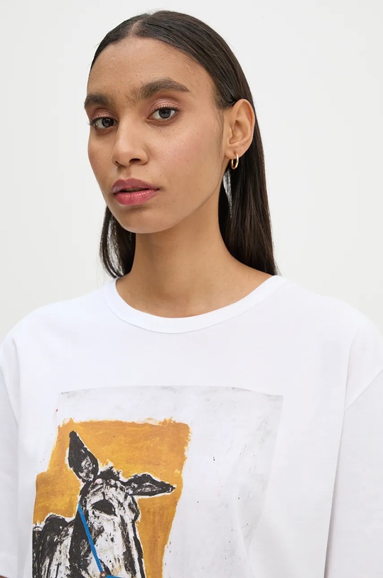 MUNTHE t-shirt bawełniany MIDI biały 1104.24160