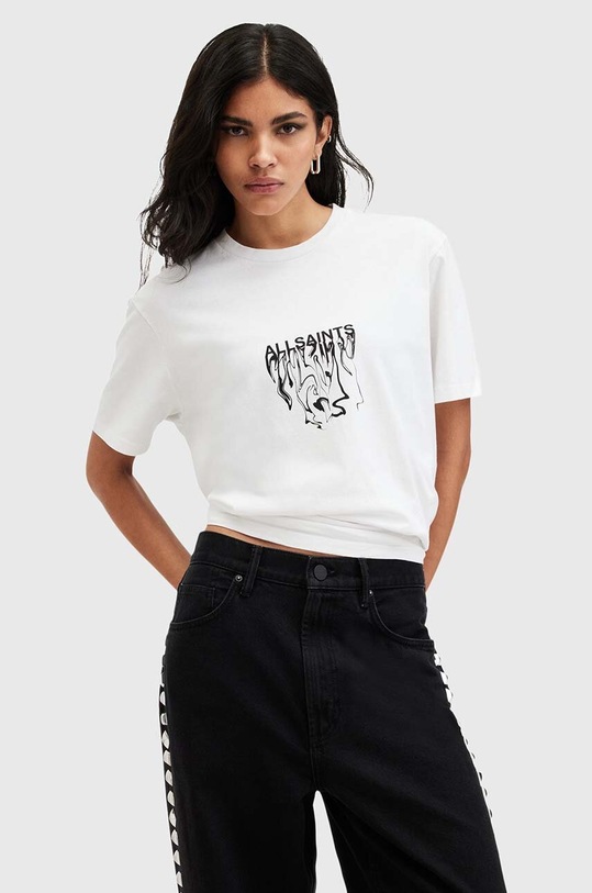 AllSaints tricou din bumbac INKSAINTS BF TEE print alb W104JB