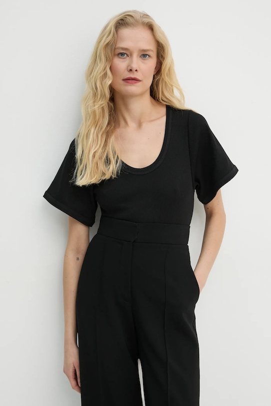 By Malene Birger t-shirt LUNAI z elastanem czarny Q71679026Z