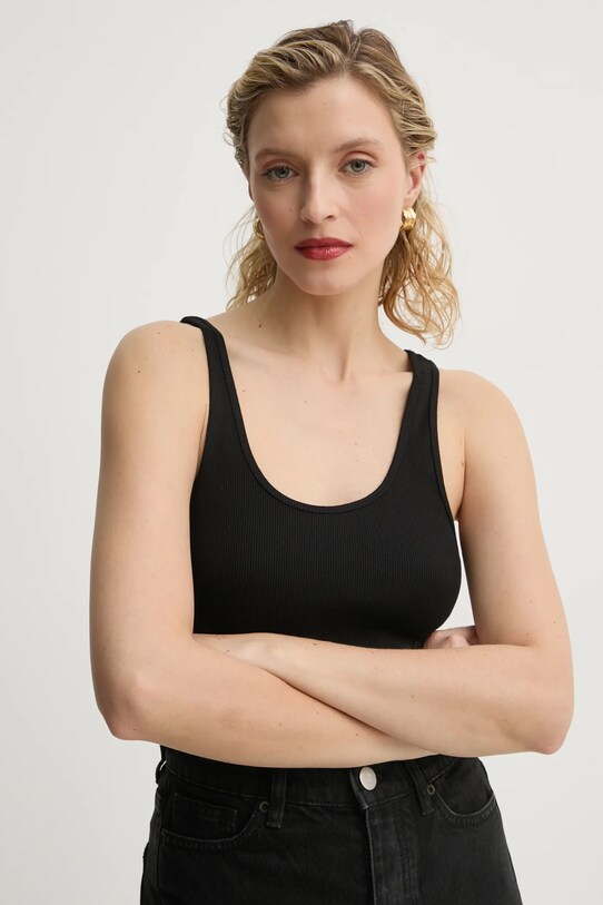 By Malene Birger top din bumbac ANISA uni negru Q71679010Z