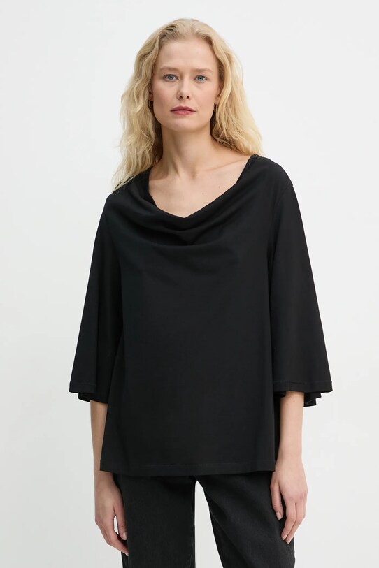 By Malene Birger t-shirt in cotone BRYAR semplice nero 102155