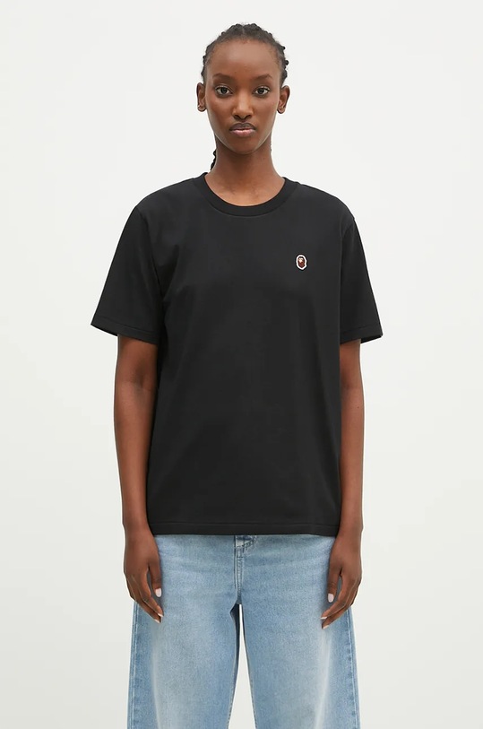 A Bathing Ape t-shirt bawełniany Ape Head One Point gładkie czarny 1K80210004