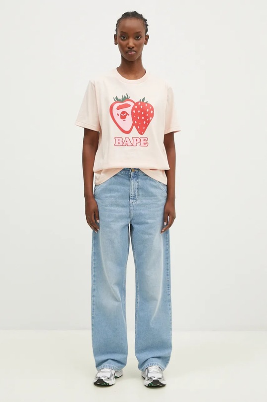A Bathing Ape t-shirt in cotone Bape Strawberry 1K80210115 arancione