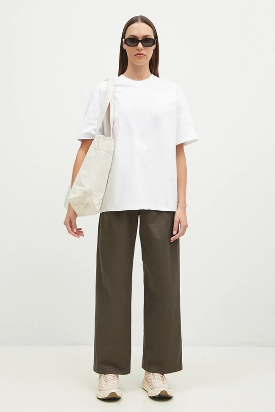 Bavlnené tričko GANNI Heavy Cotton Drop Shoulder Heart T4033 biela