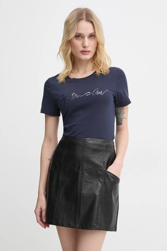 G-Star tricou din bumbac print bleumarin D25064.A870
