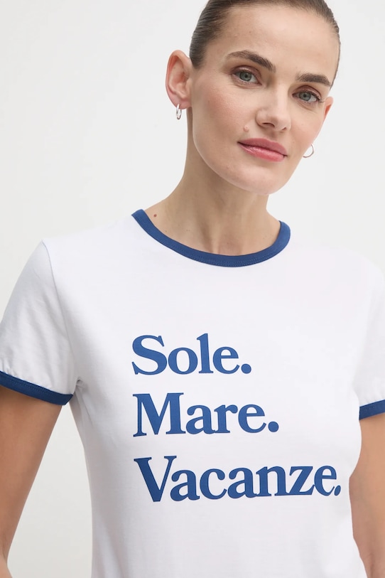 Drivemebikini tricou din bumbac Sole Mare Vintage alb 2025.DRV.001.WHN