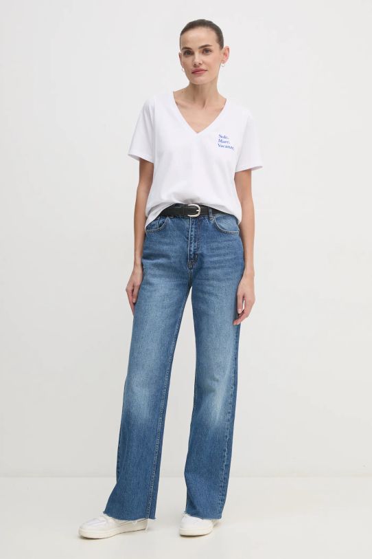 Памучна тениска Drivemebikini Sole Mare 2025.DRV.002.WHN бял AW24