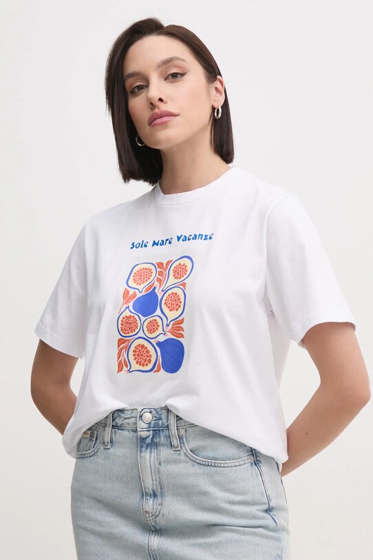 Îmbrăcăminte Drivemebikini tricou din bumbac Sole Mare Vacanze 2025.DRV.003.WH alb