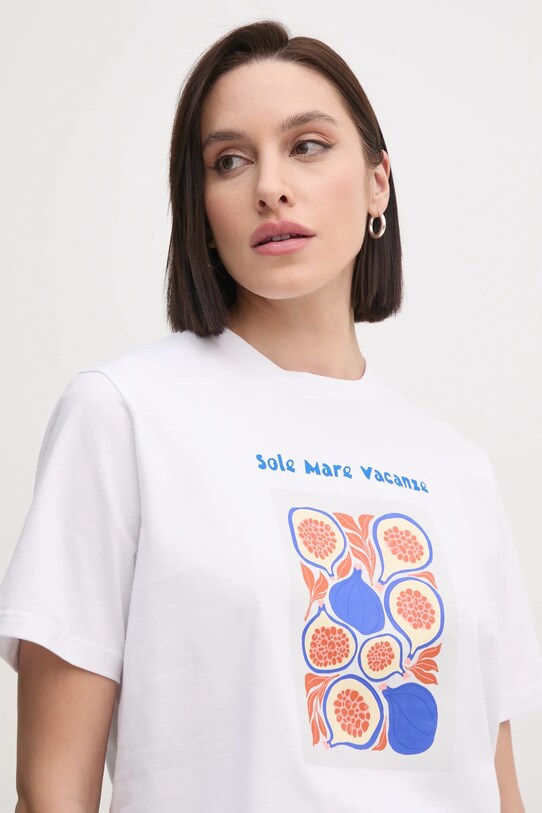 Drivemebikini tricou din bumbac Sole Mare Vacanze 2025.DRV.003.WH
