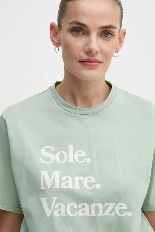 Drivemebikini t-shirt bawełniany Sole Mare Vacanze zielony 2025.DRV.004.LG