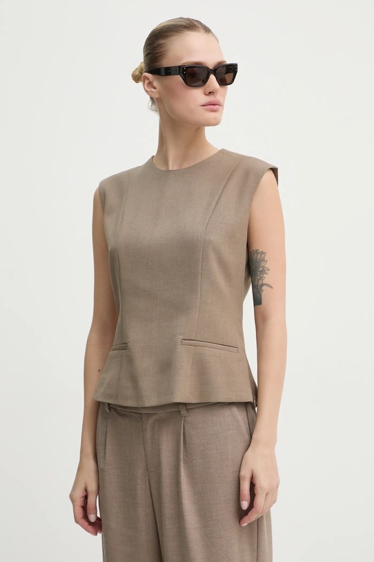 Abercrombie & Fitch bluzka z elastanem brązowy KI140.4498.411