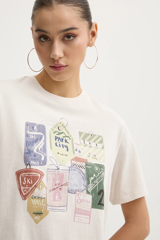 Abercrombie & Fitch t-shirt bawełniany nadruk beżowy KI157.4326.178