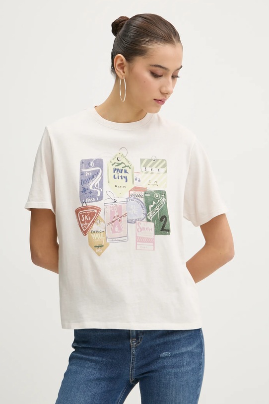 Abercrombie & Fitch t-shirt bawełniany beżowy KI157.4326.178