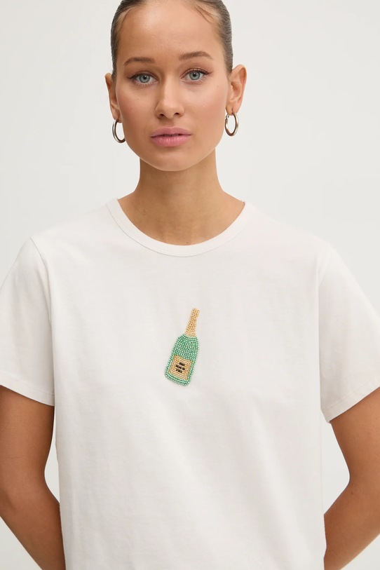 Bavlněné tričko Abercrombie & Fitch nášivka béžová KI157.4344.178