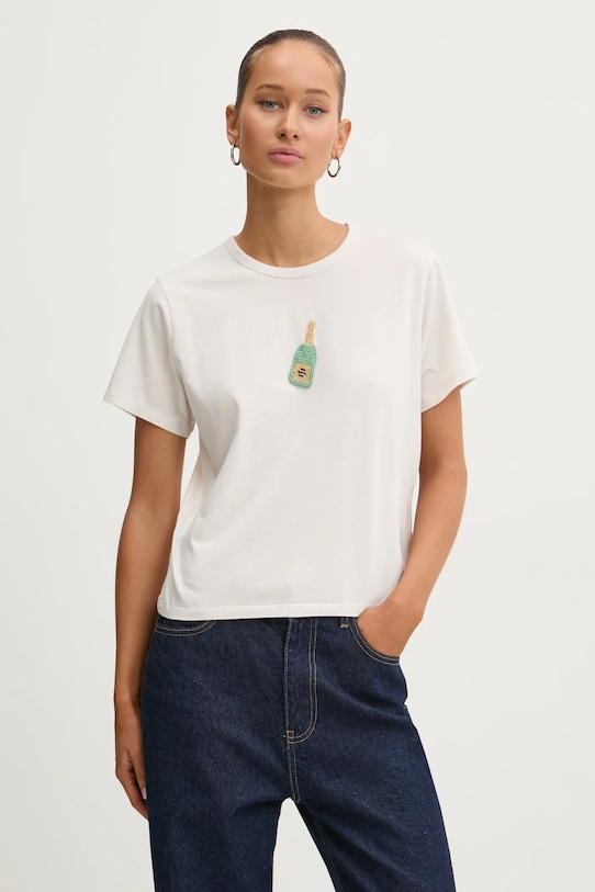 Bavlněné tričko Abercrombie & Fitch béžová KI157.4344.178