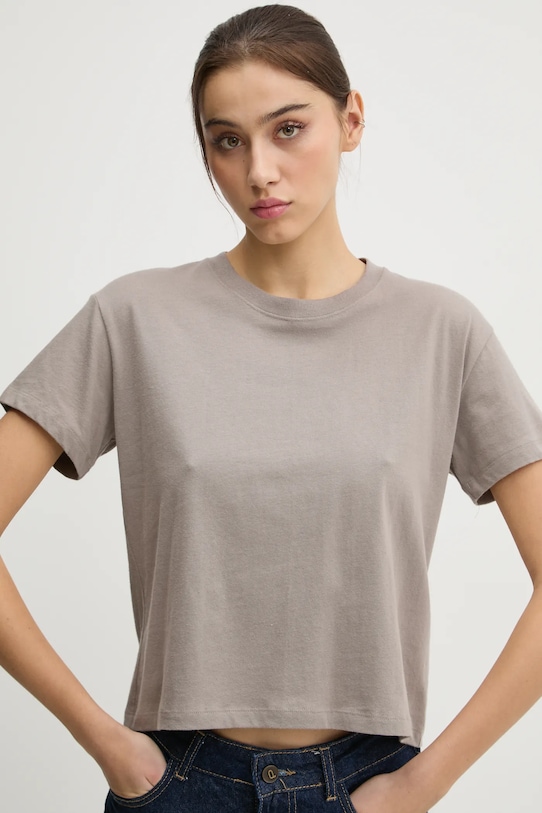 Bavlněné tričko Hollister Co. kulatý béžová KI339.3705.401