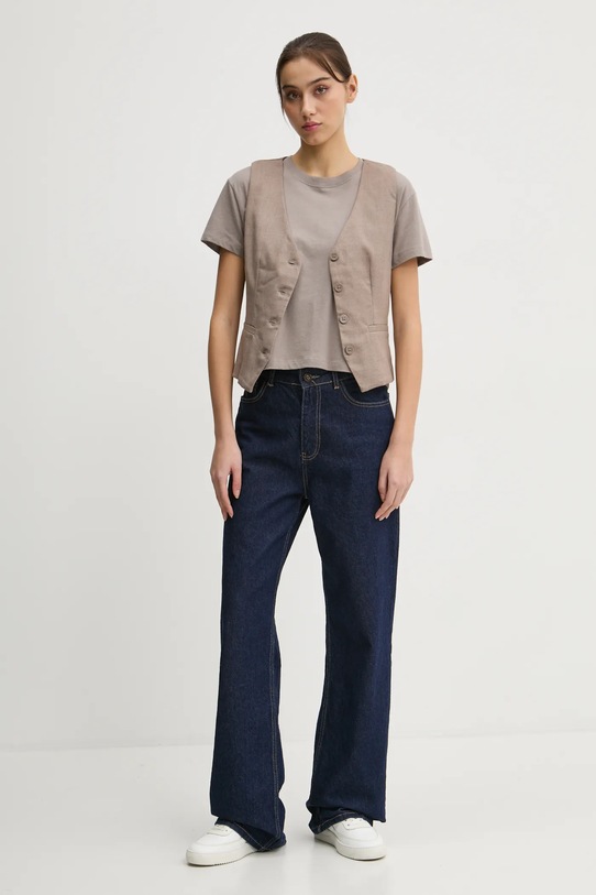 Bavlněné tričko Hollister Co. KI339.3705.401 béžová AW24