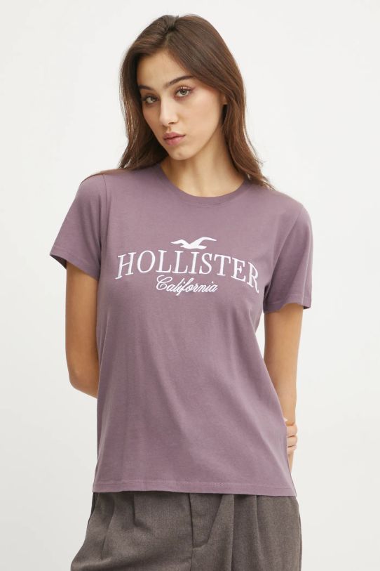 Hollister Co. t-shirt bawełniany regular fioletowy KI357.4014.631