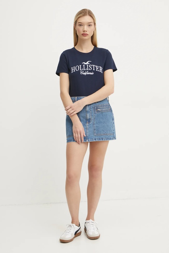Bavlněné tričko Hollister Co. KI357.4017.200 námořnická modř AW24
