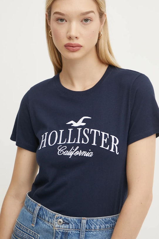 Bavlněné tričko Hollister Co. námořnická modř KI357.4017.200