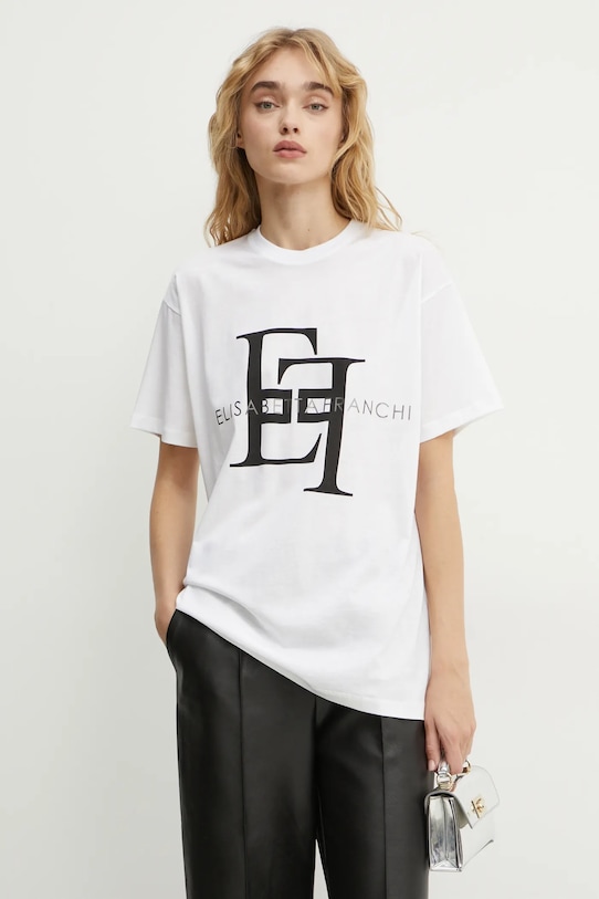 Elisabetta Franchi tricou print alb MA54N46E3