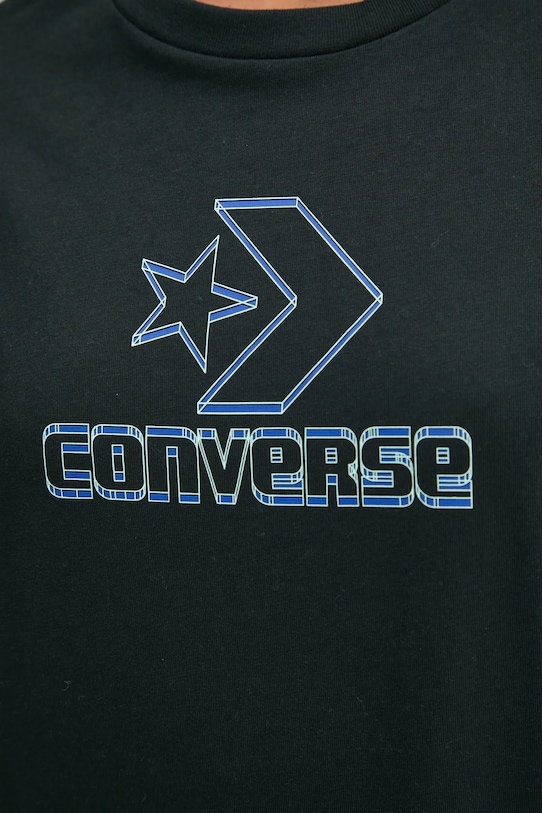 Bavlněné tričko Converse 10027078.A02 černá