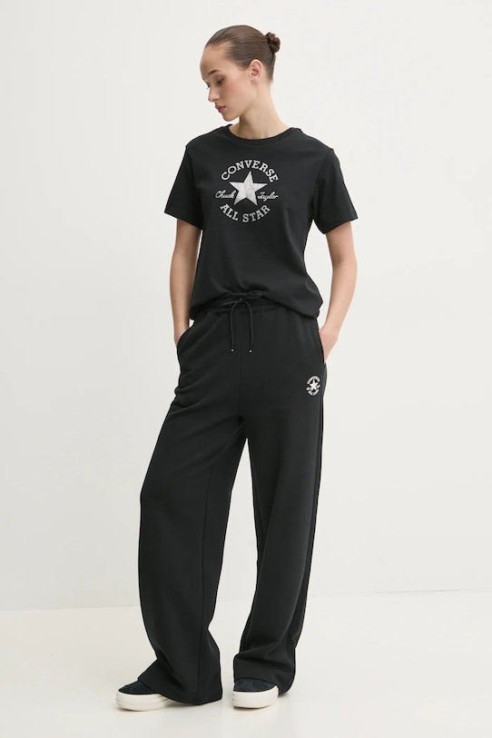 Bavlnené tričko Converse 10027077.A02 čierna SS25