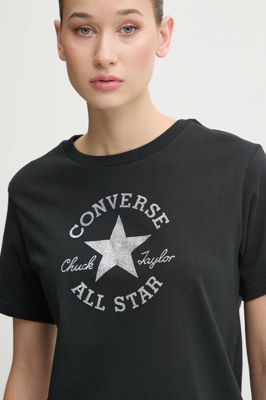 Bavlnené tričko Converse čierna 10027077.A02
