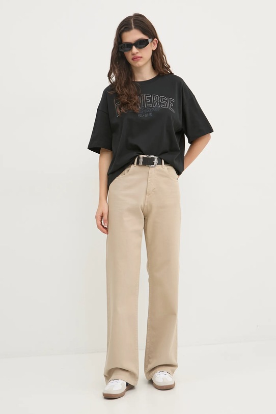 Хлопковая футболка Converse 10027079.A02 чёрный AW24