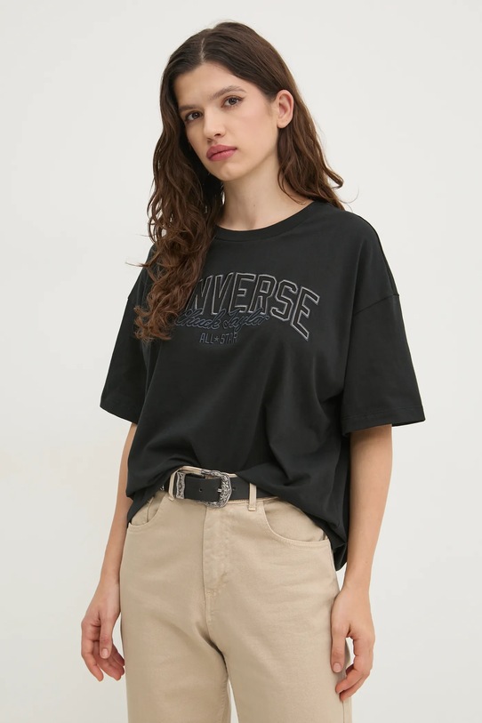 Хлопковая футболка Converse чёрный 10027079.A02
