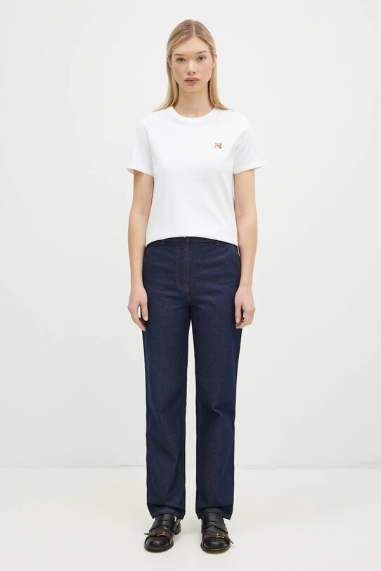 Maison Kitsuné t-shirt bawełniany Fox Head Patch LW00105KJ0008 biały