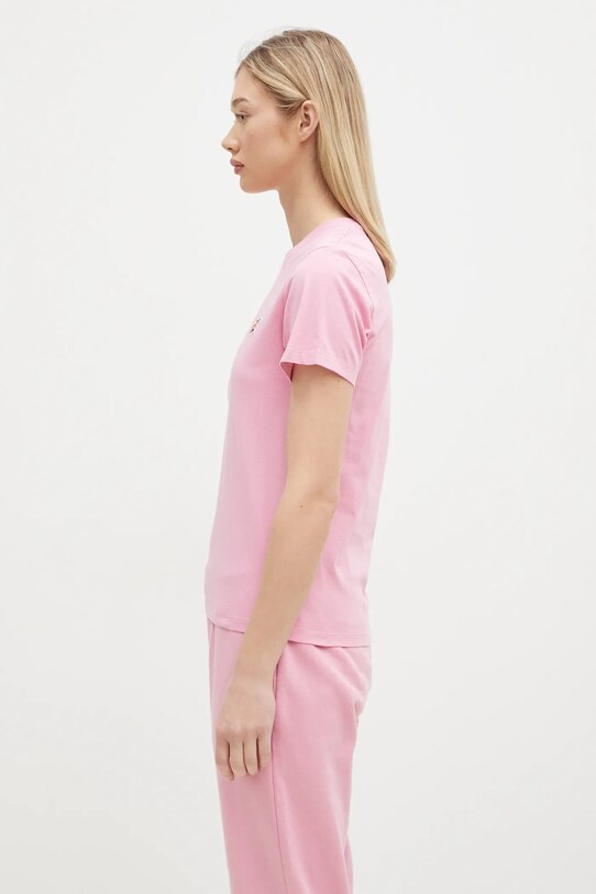 Maison Kitsuné t-shirt bawełniany Fox Head Patch LW00105KJ0008 różowy AW24