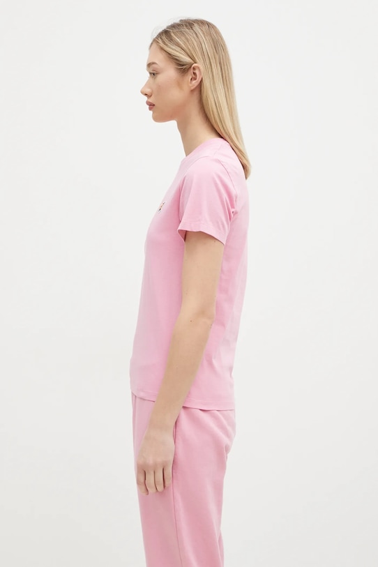 Βαμβακερό μπλουζάκι Maison Kitsuné Fox Head Patch LW00105KJ0008 ροζ AW24