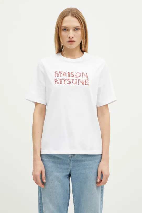 Бавовняна футболка Maison Kitsuné Woodland Alphabet бавовна білий NW00114KJ0119
